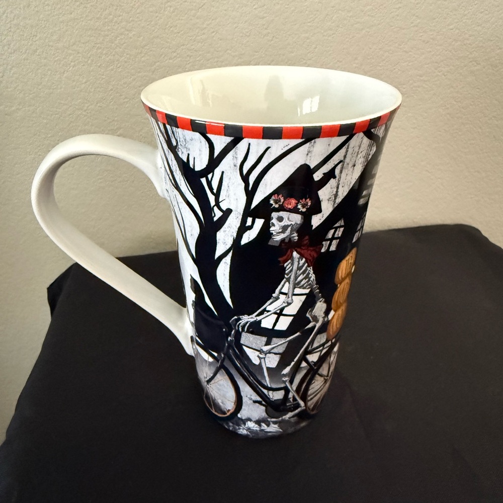 222 Fifth Skeleton Bicycle Mug - Black, White, Red